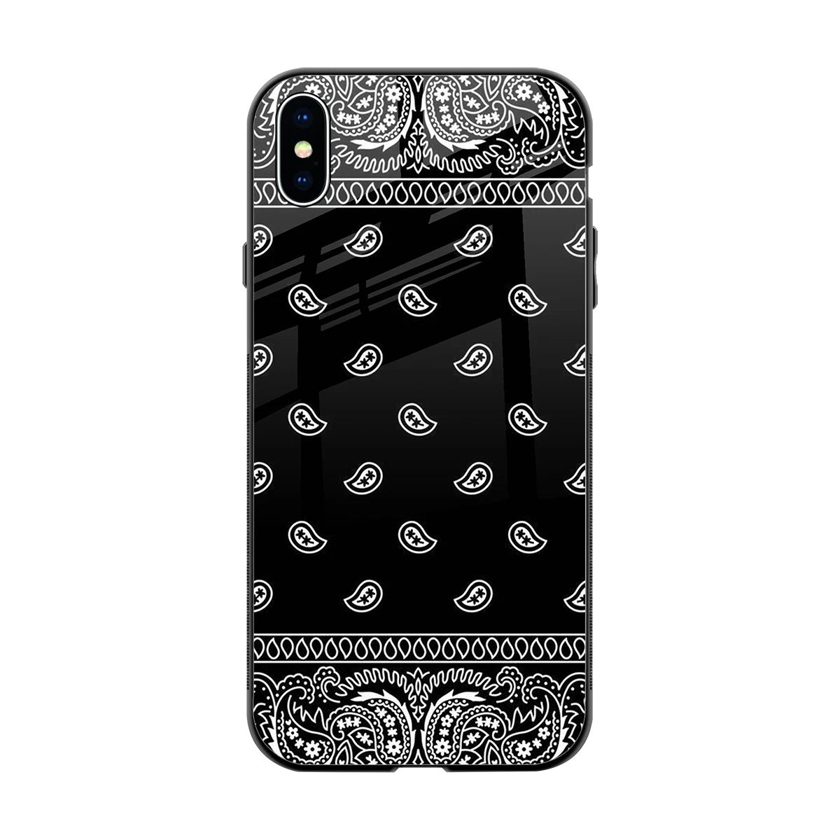 Paisley Black back phone cover | glass case for iphone xs max