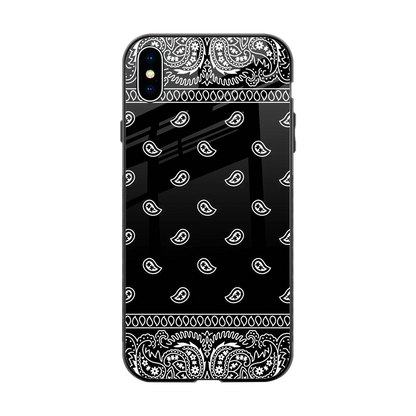 Paisley Black back phone cover | glass case for iphone xs max