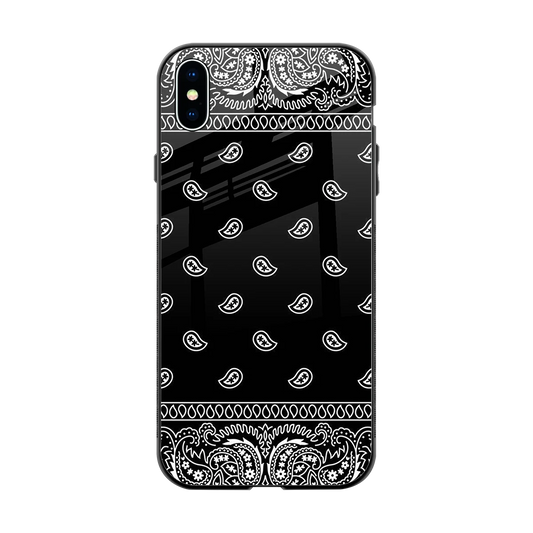 Paisley Black back phone cover | glass case for iphone xs max