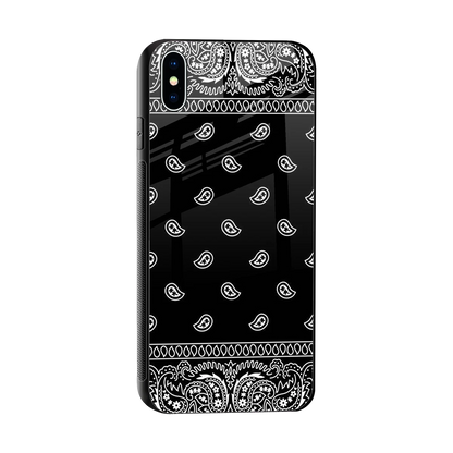 Paisley Black sleek iphone xs max cover with tempered glass back and TPU edges