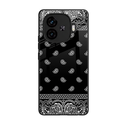 Paisley Black back phone cover | glass case for iqoo neo 10r 5g