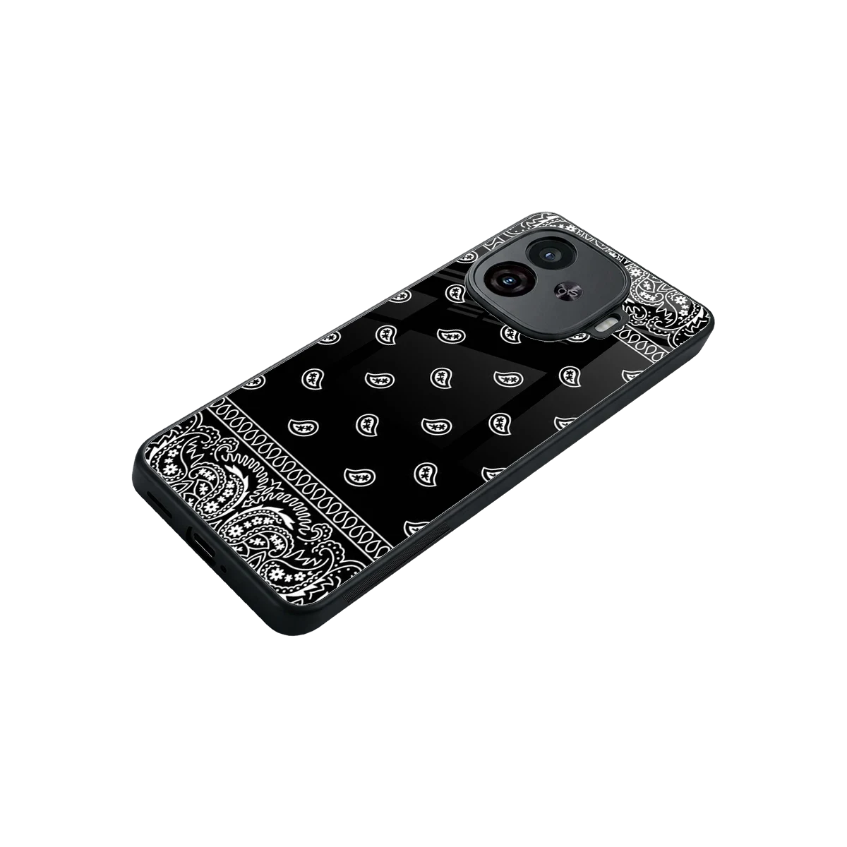 Paisley Black stylish phone case for iqoo neo 10r 5g | glossy glass and slim fit