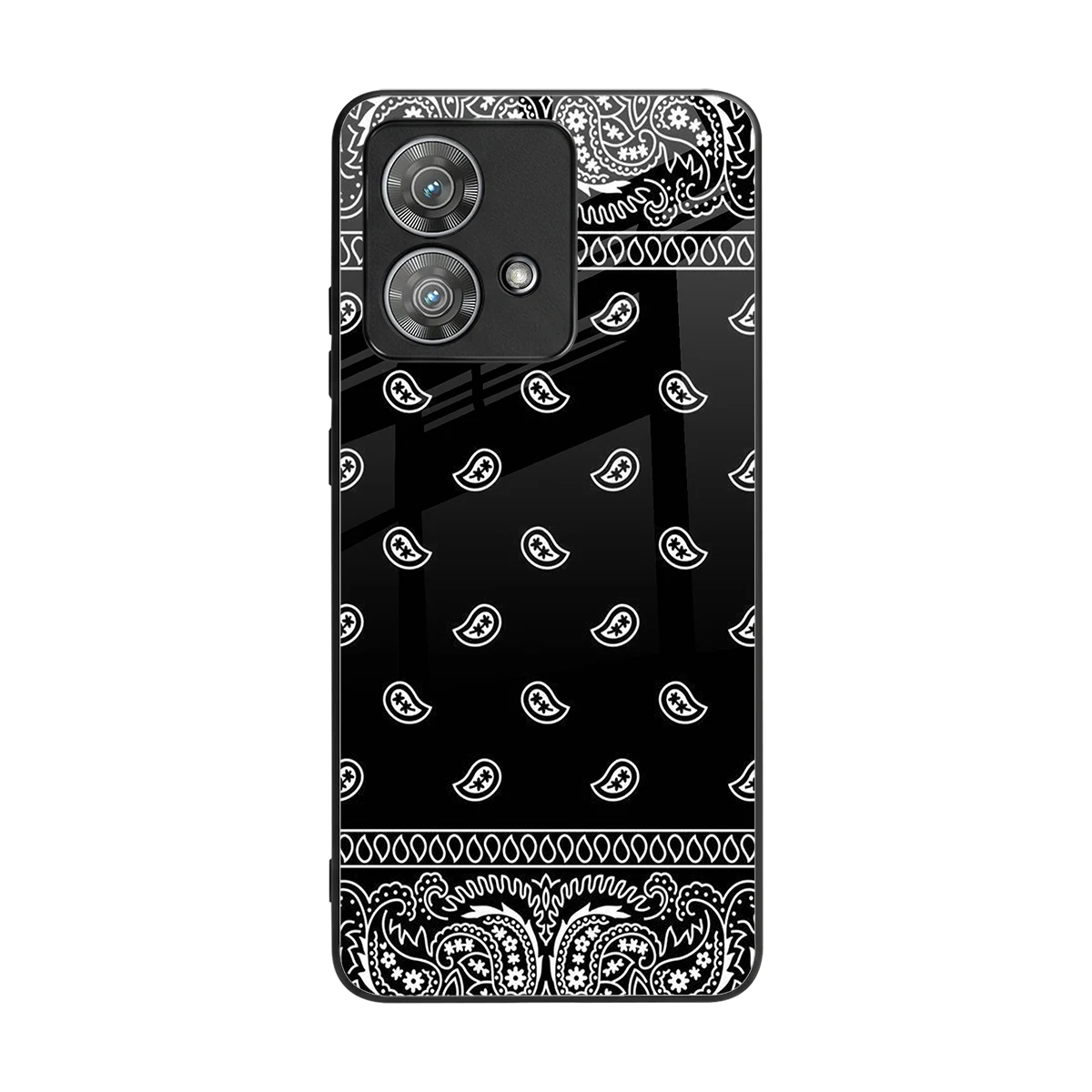 Paisley Black back phone cover | glass case for motorola edge 40 neo 5g