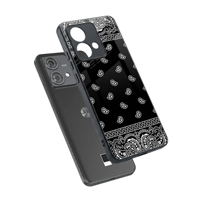 Paisley Black sleek motorola edge 40 neo 5g cover with tempered glass back and TPU edges