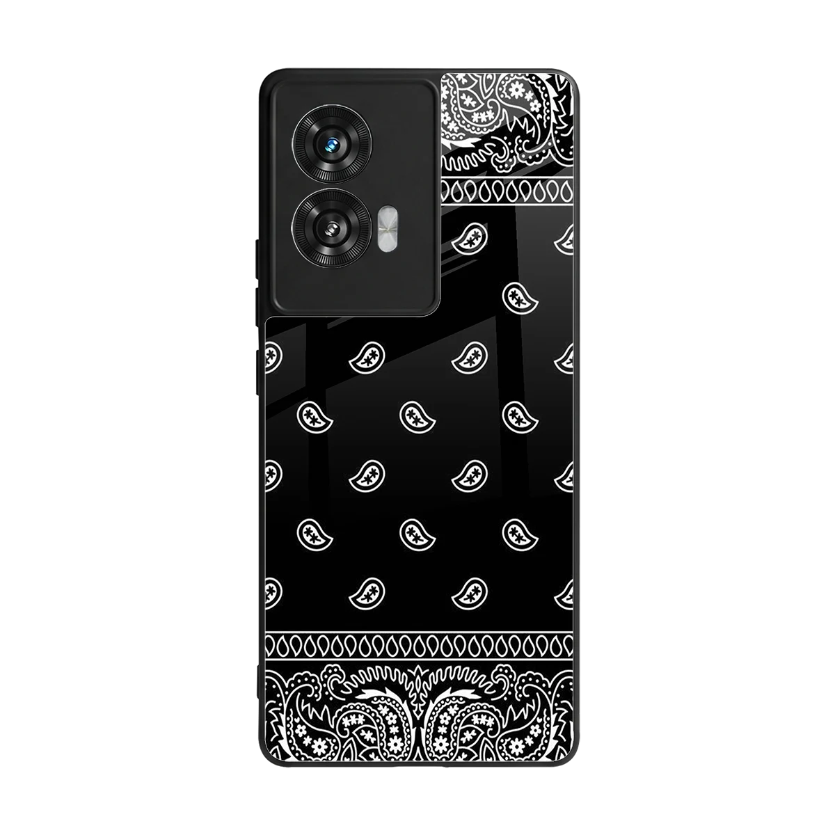 Paisley Black back phone cover | glass case for motorola edge 50 fusion