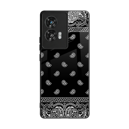 Paisley Black back phone cover | glass case for motorola edge 50 fusion