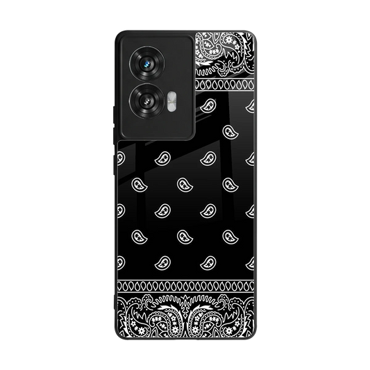 Paisley Black back phone cover | glass case for motorola edge 50 fusion