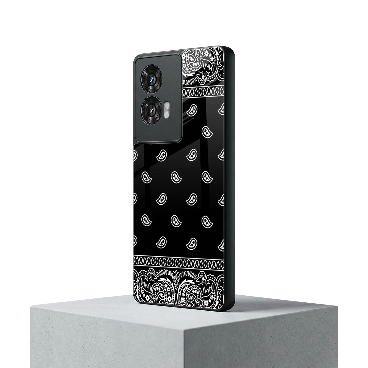 Paisley Black motorola edge 50 fusion mobile cover | shockproof glass phone case