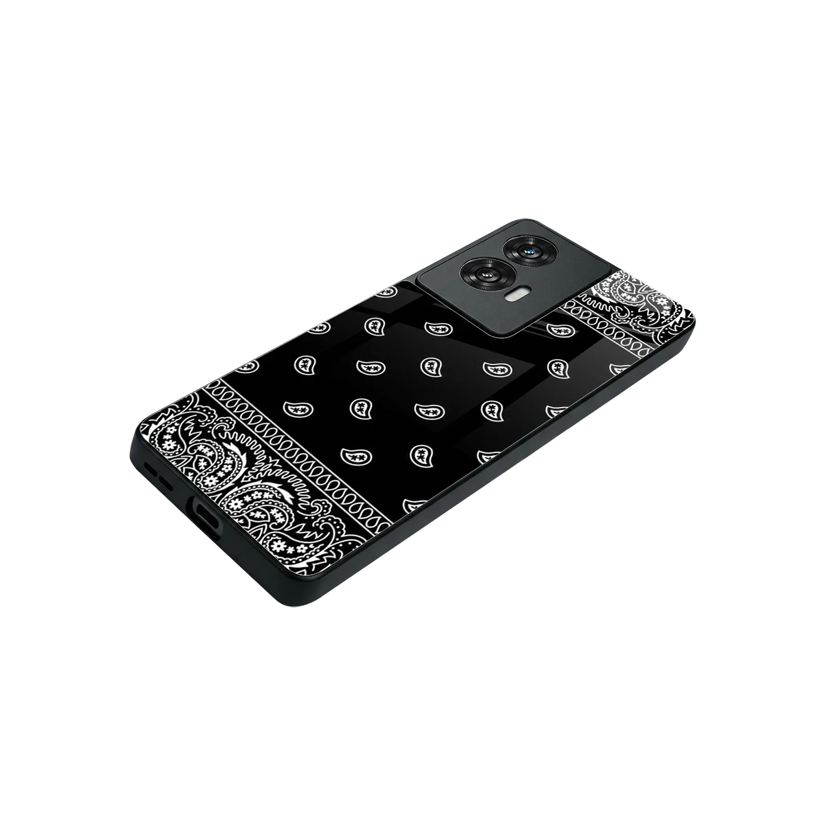 Paisley Black stylish phone case for motorola edge 50 fusion | glossy glass and slim fit
