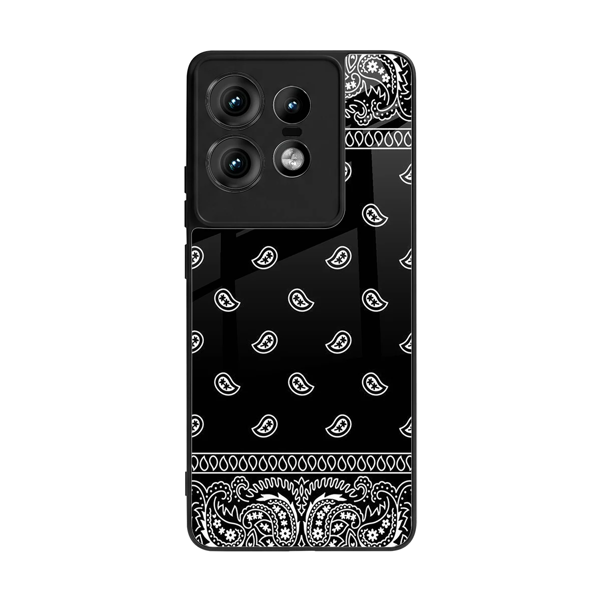 Paisley Black back phone cover | glass case for motorola edge 50 pro
