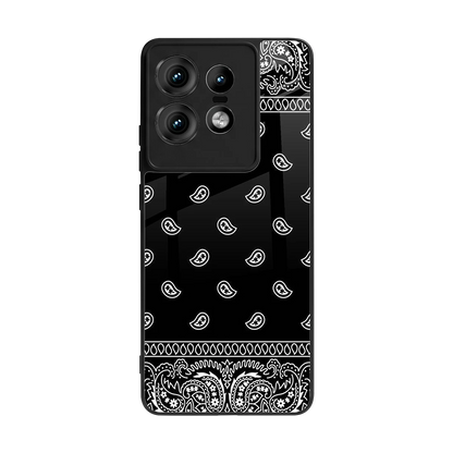 Paisley Black back phone cover | glass case for motorola edge 50 pro