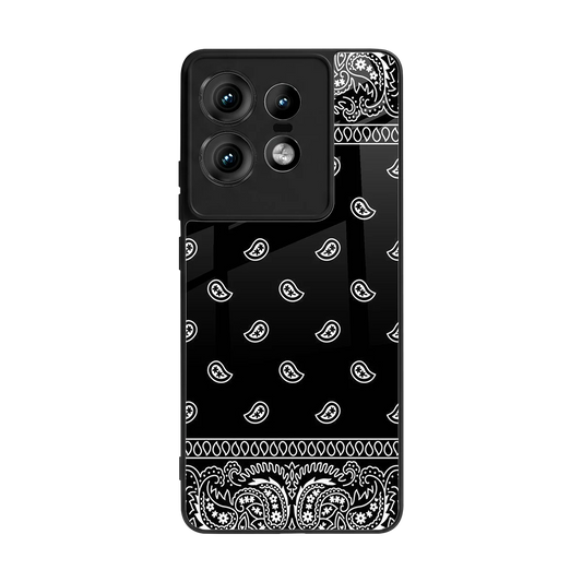 Paisley Black back phone cover | glass case for motorola edge 50 pro
