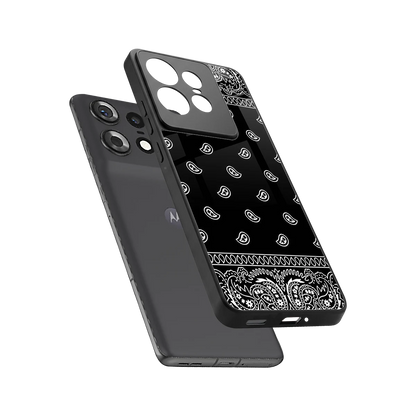 Paisley Black sleek motorola edge 50 pro cover with tempered glass back and TPU edges