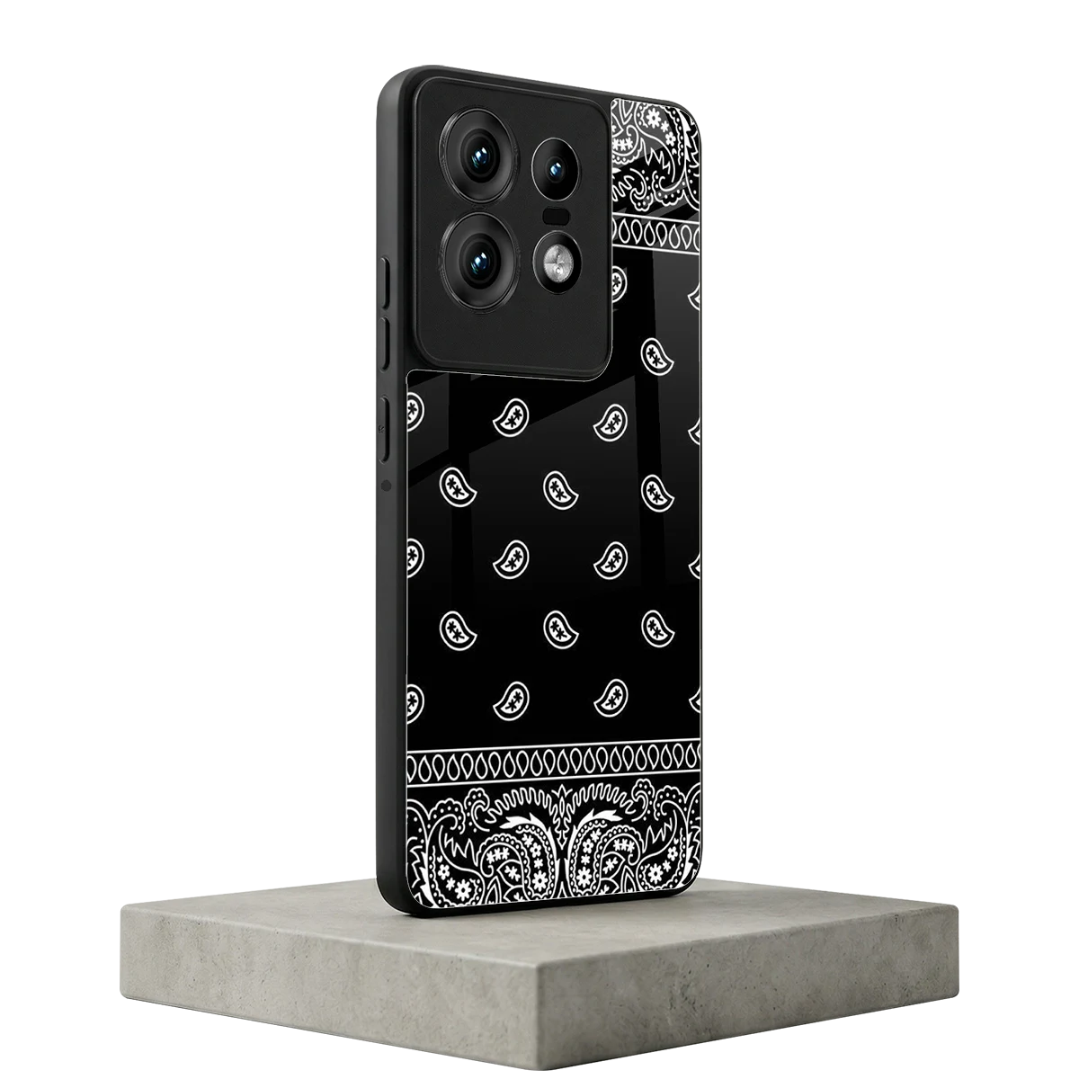 Paisley Black motorola edge 50 pro mobile cover | shockproof glass phone case
