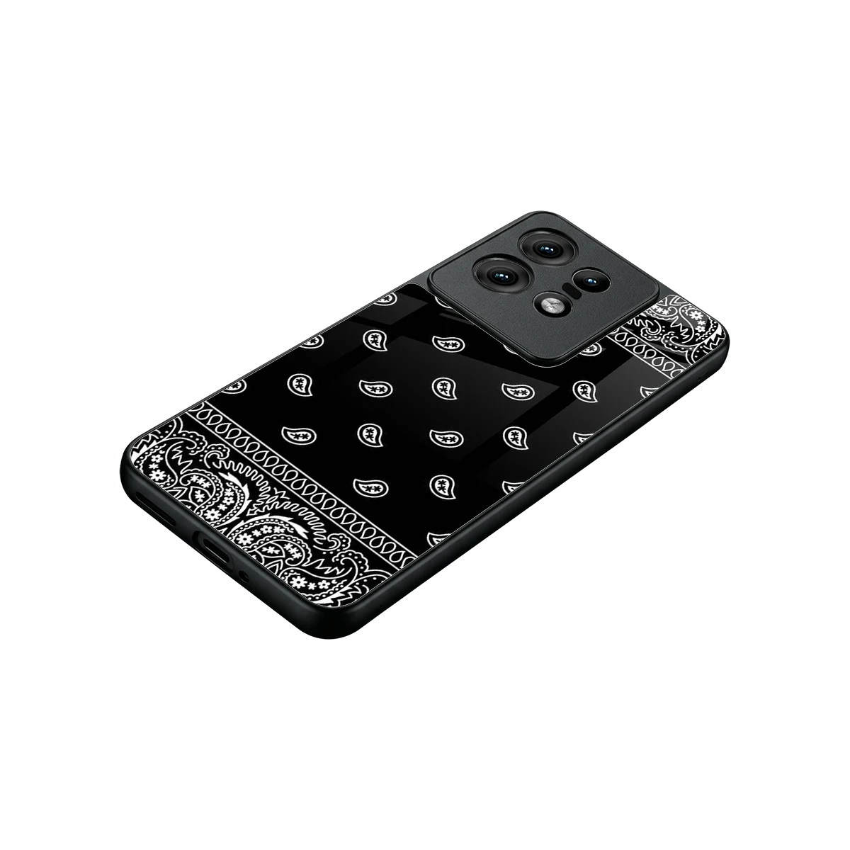 Paisley Black stylish phone case for motorola edge 50 pro | glossy glass and slim fit