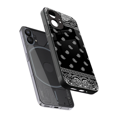 Paisley Black sleek nothing phone 1 cover with tempered glass back and TPU edges