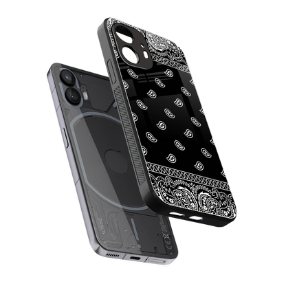 Paisley Black sleek nothing phone 2 cover with tempered glass back and TPU edges