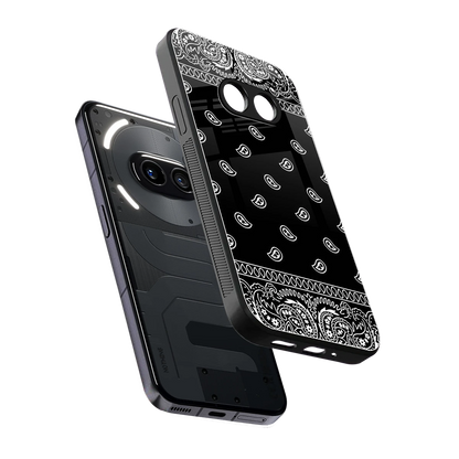 Paisley Black sleek nothing phone 2a plus cover with tempered glass back and TPU edges