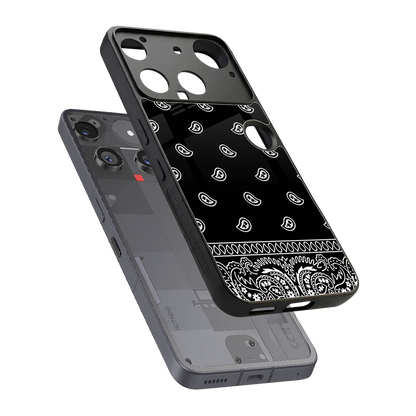 Paisley Black sleek nothing phone 3 cover with tempered glass back and TPU edges