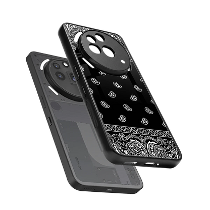 Paisley Black sleek nothing phone 3a pro cover with tempered glass back and TPU edges