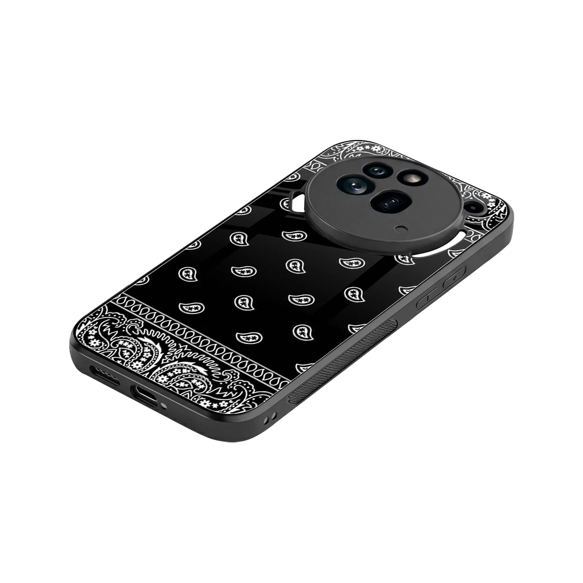 Paisley Black stylish phone case for nothing phone 3a pro | glossy glass and slim fit