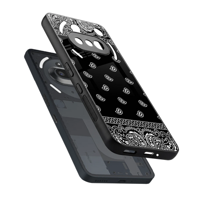 Paisley Black sleek nothing phone 3a cover with tempered glass back and TPU edges