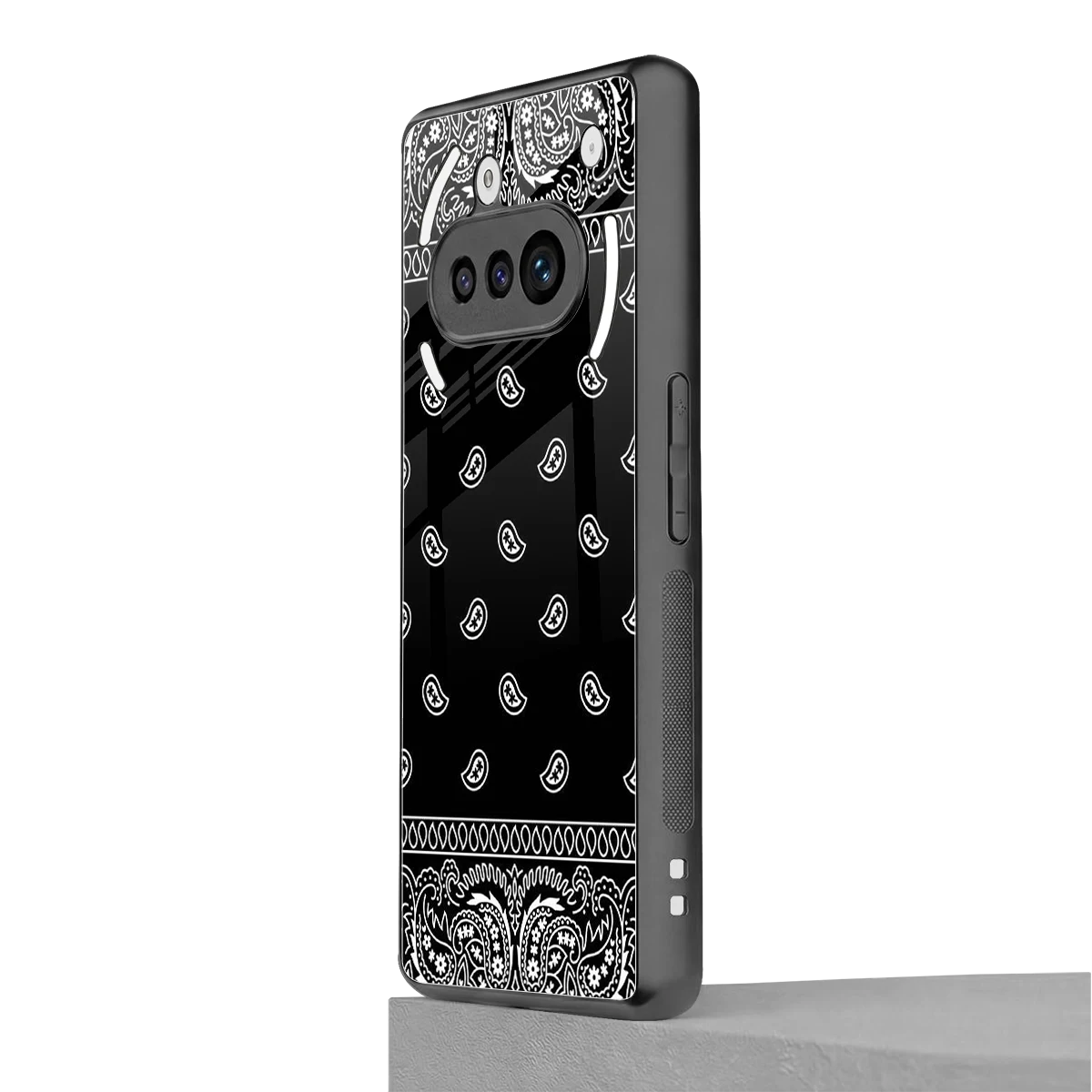 Paisley Black nothing phone 3a mobile cover | shockproof glass phone case