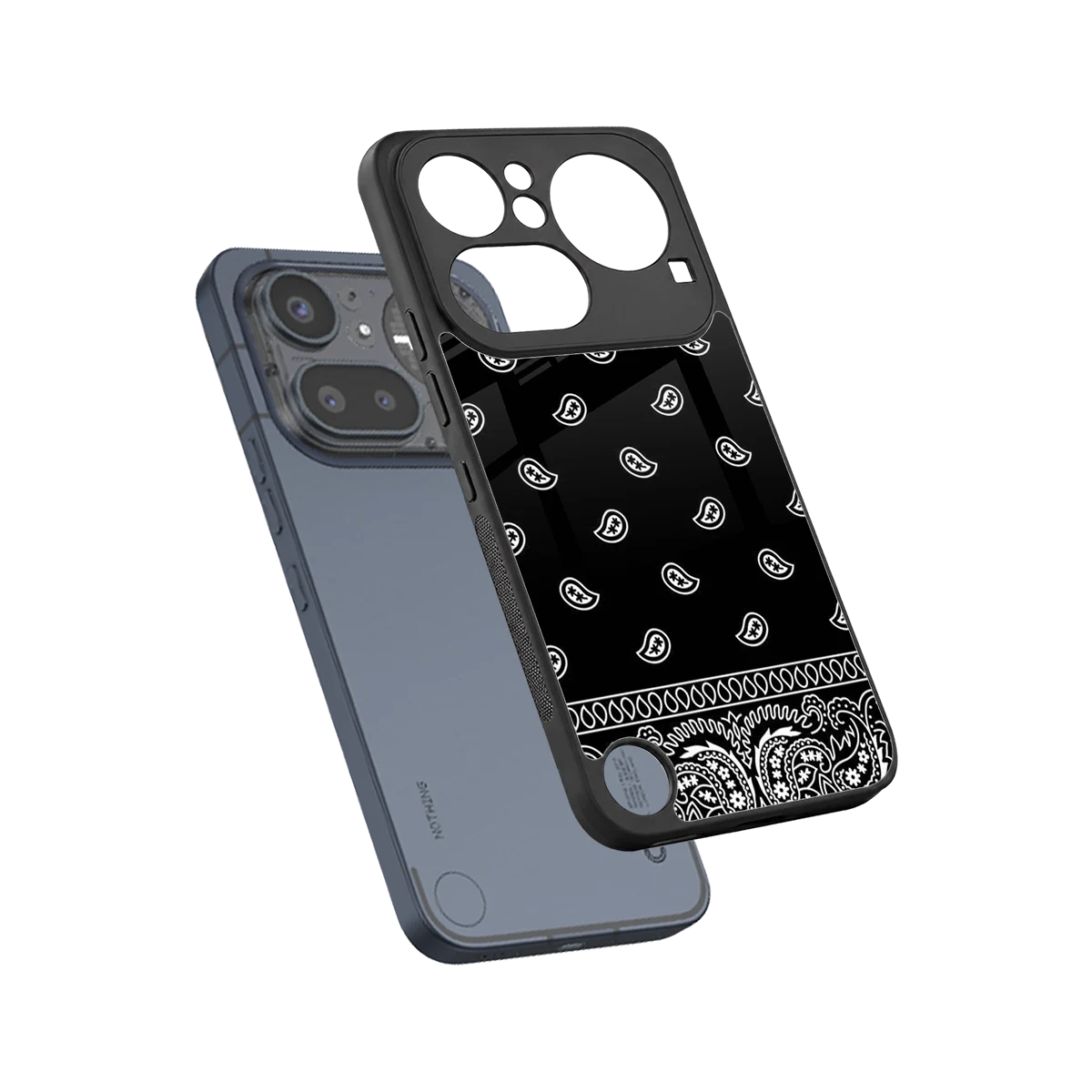 Paisley Black sleek nothing phone 4a pro cover with tempered glass back and TPU edges