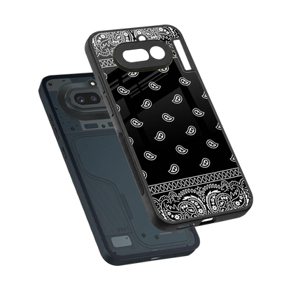 Paisley Black sleek nothing phone 4a cover with tempered glass back and TPU edges