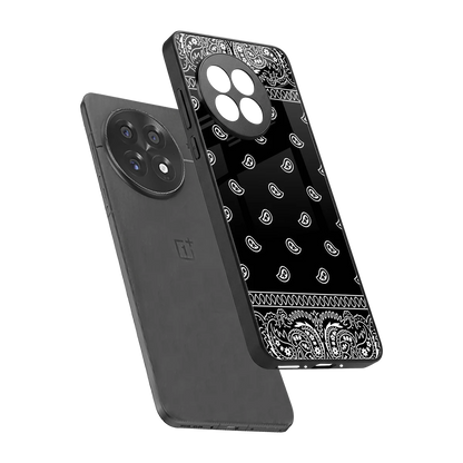 Paisley Black sleek oneplus 13r cover with tempered glass back and TPU edges
