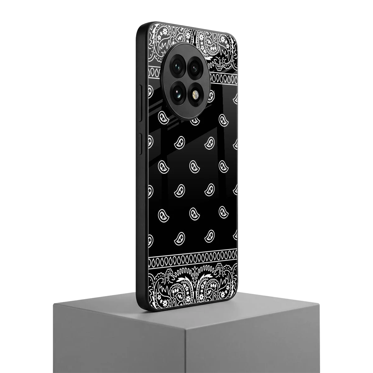 Paisley Black oneplus 13r mobile cover | shockproof glass phone case