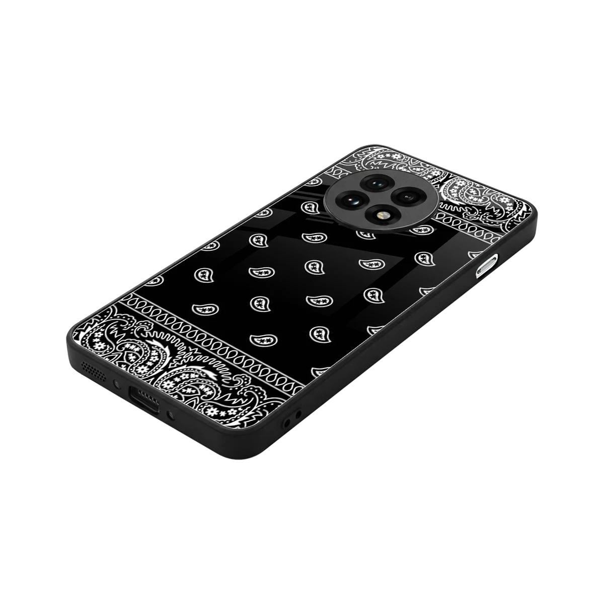 Paisley Black stylish phone case for oneplus 13r | glossy glass and slim fit