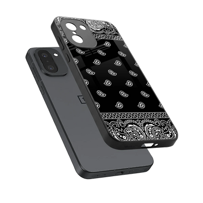 Paisley Black sleek oneplus 15r cover with tempered glass back and TPU edges