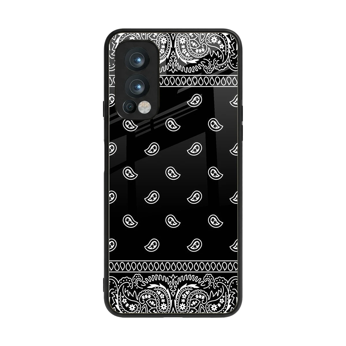 Paisley Black back phone cover | glass case for oneplus nord 2