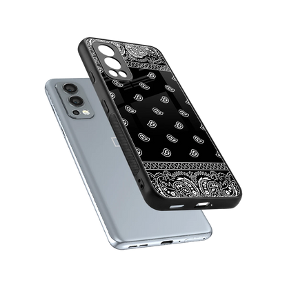 Paisley Black sleek oneplus nord 2 cover with tempered glass back and TPU edges