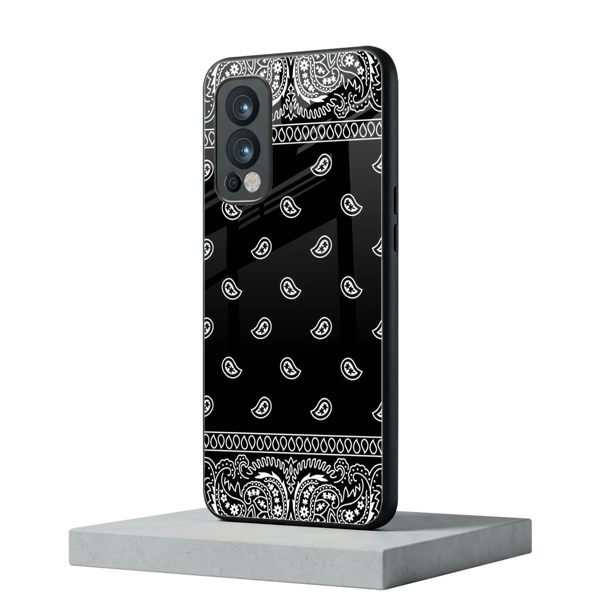 Paisley Black oneplus nord 2 mobile cover | shockproof glass phone case