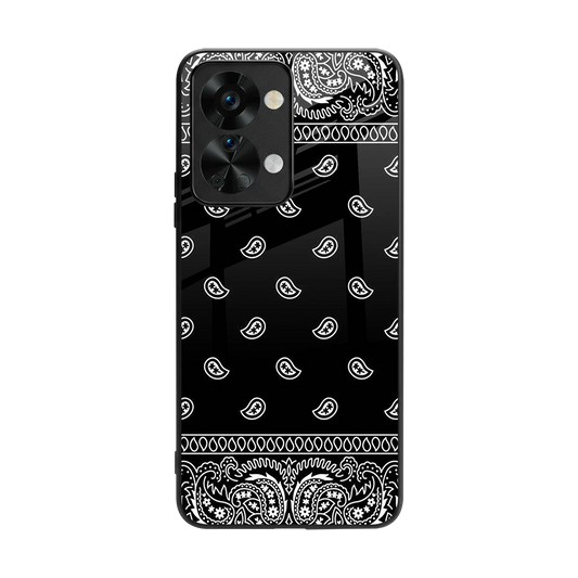 Paisley Black back phone cover | glass case for oneplus nord 2t