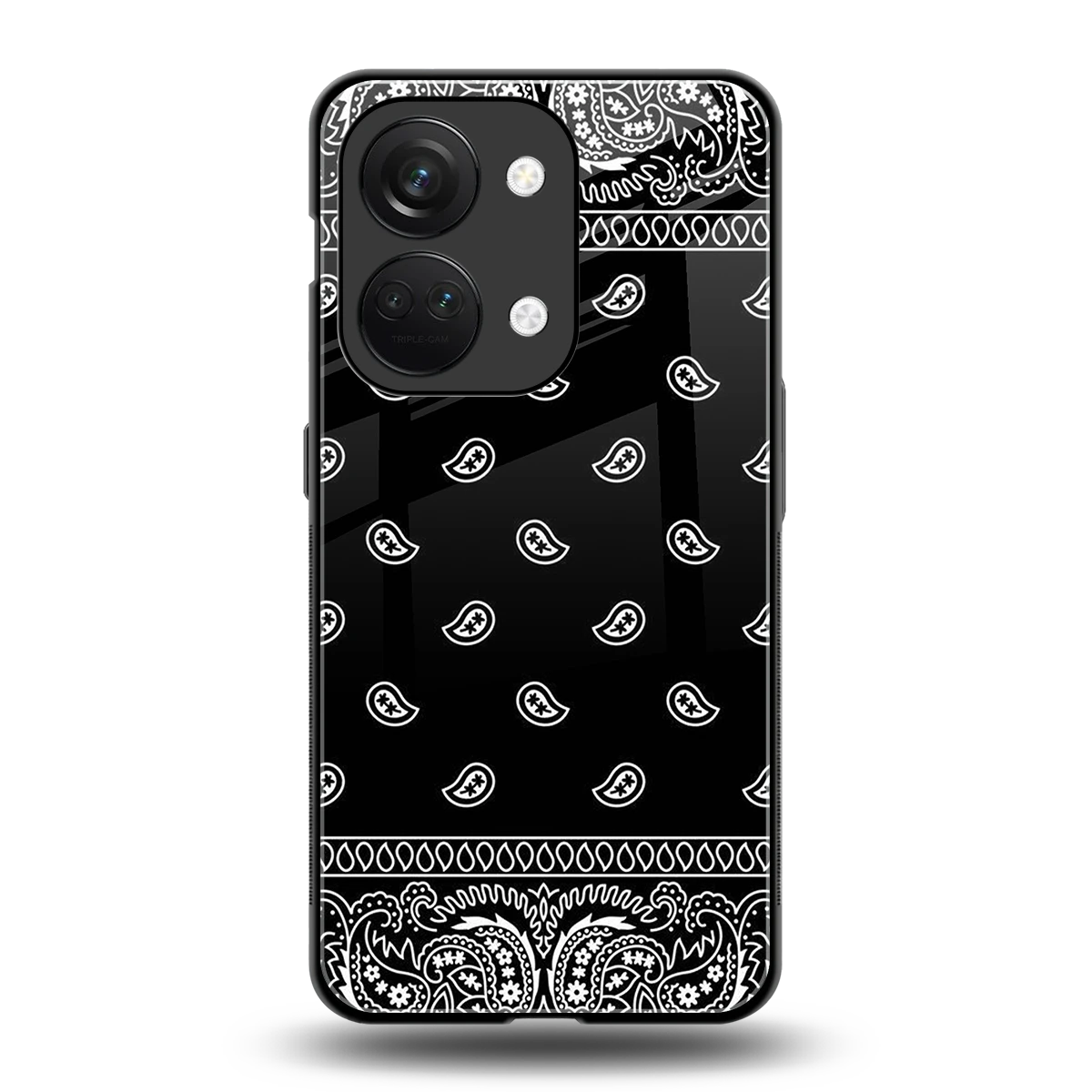 Paisley Black back phone cover | glass case for oneplus nord 3