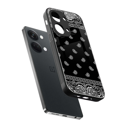Paisley Black sleek oneplus nord 3 cover with tempered glass back and TPU edges