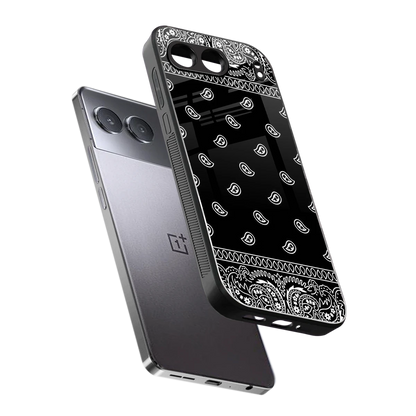 Paisley Black sleek oneplus nord 4 cover with tempered glass back and TPU edges
