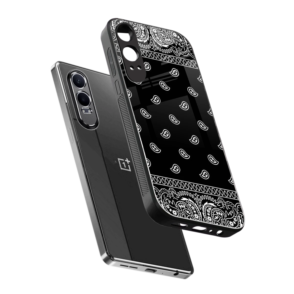 Paisley Black sleek oneplus nord ce 4 lite cover with tempered glass back and TPU edges