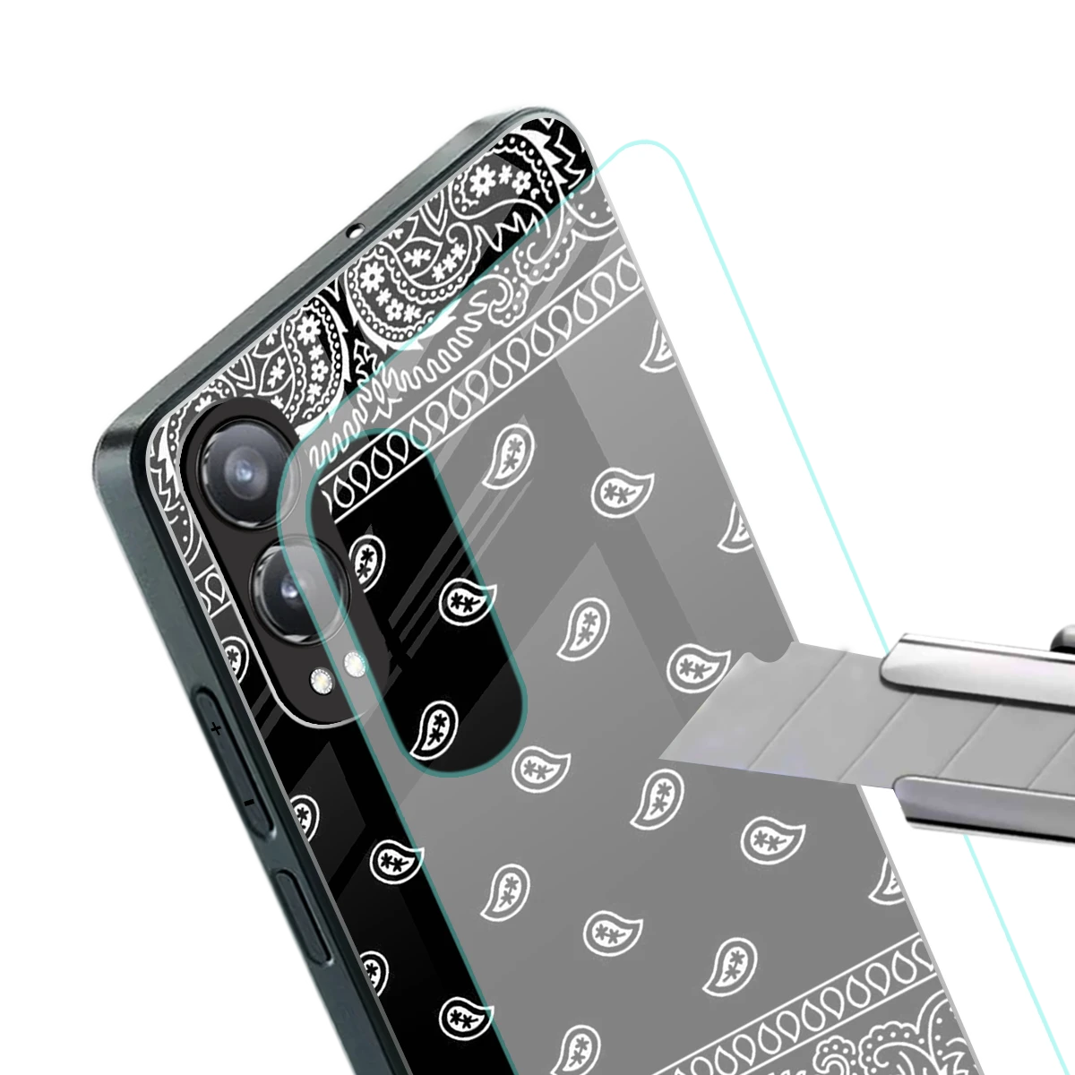 Paisley Black stylish phone case for oneplus nord ce 4 lite | glossy glass and slim fit