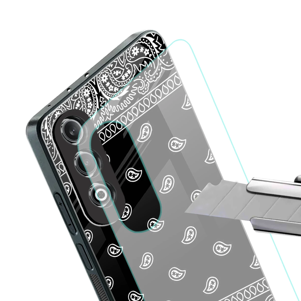 Paisley Black stylish phone case for oneplus nord ce 4 | glossy glass and slim fit