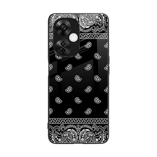 Paisley Black back phone cover | glass case for oneplus nord ce 3 lite