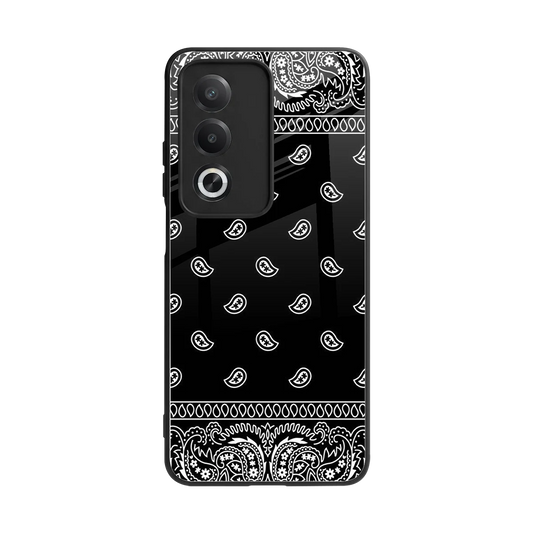 Paisley Black back phone cover | glass case for oppo a3 pro