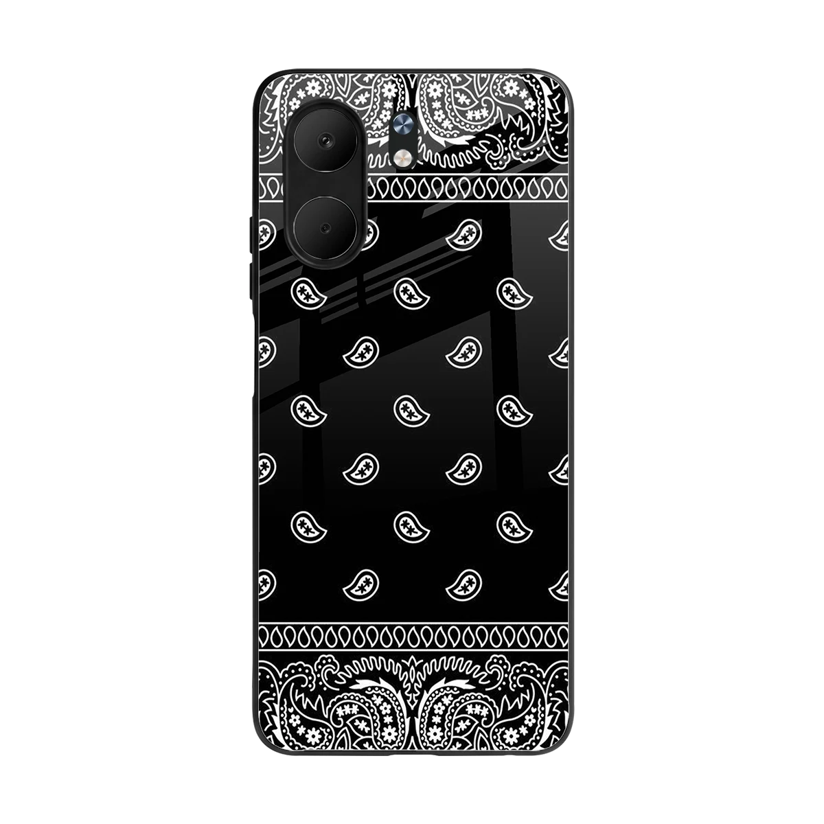 Paisley Black back phone cover | glass case for oppo a5x 5g