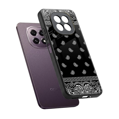 Paisley Black sleek oppo f29 5g cover with tempered glass back and TPU edges