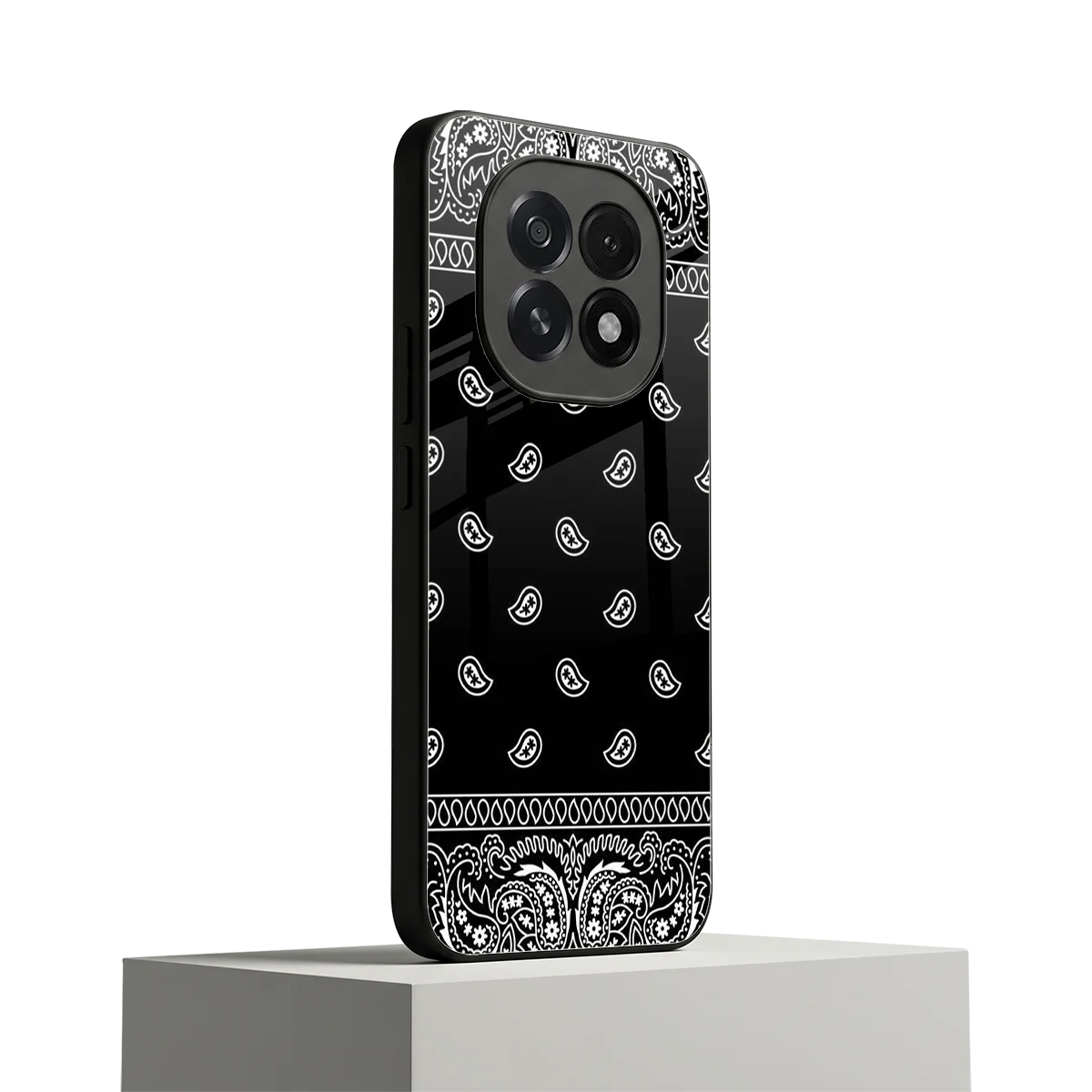 Paisley Black oppo f29 5g mobile cover | shockproof glass phone case