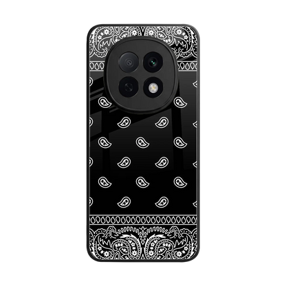 Paisley Black back phone cover | glass case for oppo f29 pro 5g