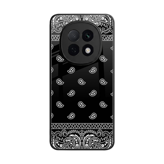 Paisley Black back phone cover | glass case for oppo f29 pro 5g
